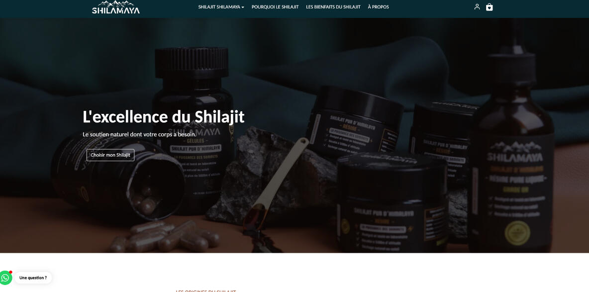 Création de boutique e-commerce de vente de Shilajit pour la marque SHILAMAYA par le copywriter français Julien Godart