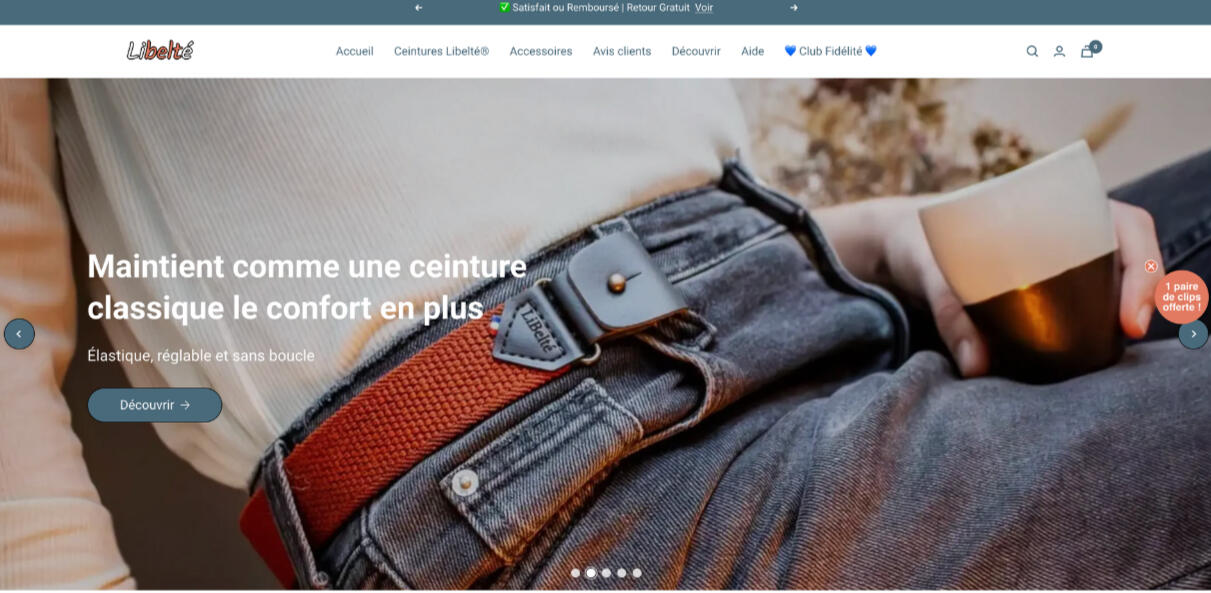 Création copywriting pour la boutique en ligne de la marque LIBELTÉ