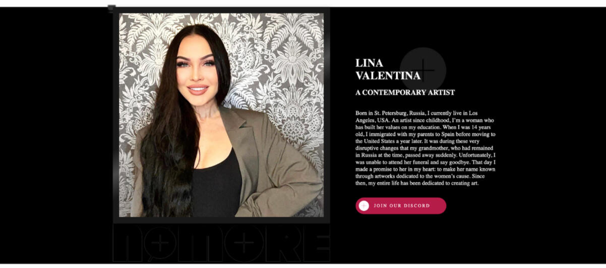 Création copywriting pour le projet NFT de l'artiste Lina Valentina