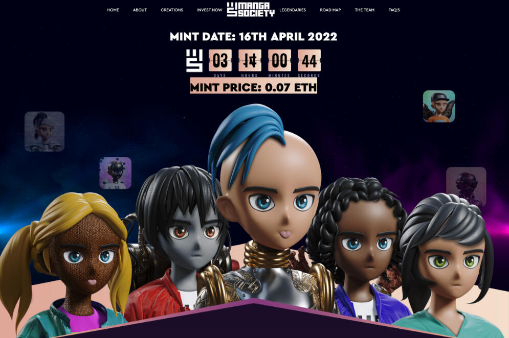 Création copywriting pour le projet NFT : Manga Society